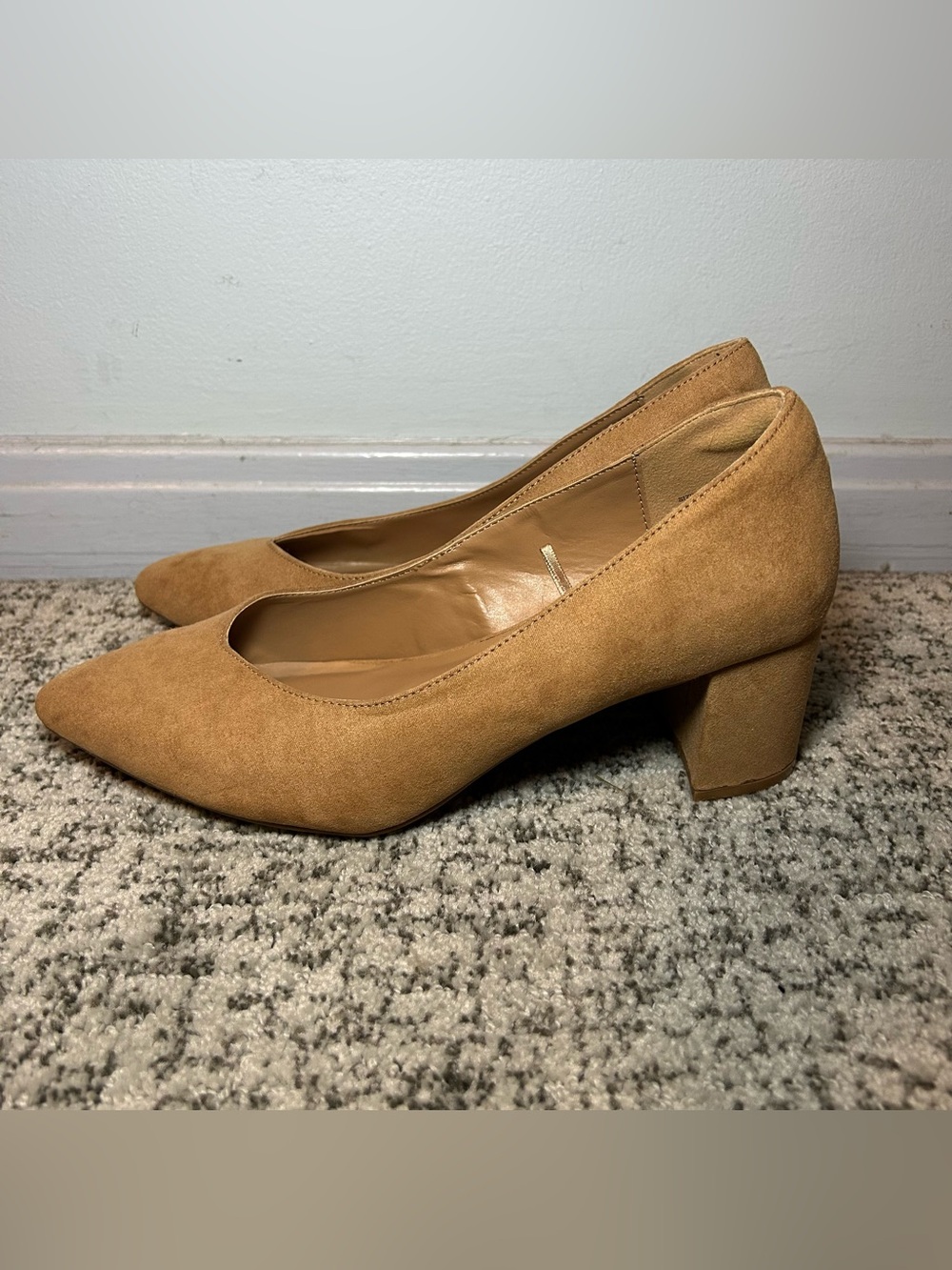 Torrid Tan Suede Block Heel Pumps Size 8 Wide